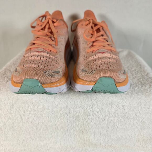 Hoka One One Clifton 8 Orange & Cream Lace-up Women's Running Shoes Size 10B - Picture 4 of 15